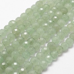 Green Aventurine Natural Green Aventurine Beads Strands, Faceted, Round, 8mm, Hole: 1mm, about 44pcs/strand, 14.9 inch~15.1 inch