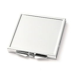 Couleur Acier Inoxydable Miroirs cosmétiques en fer bricolage, pour résine époxy diy, carrée, couleur inox, 6.75x6.05x0.75 cm, Trou: 1.6mm, Plateau: 54x54 mm