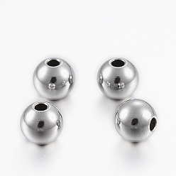 Color de Acero Inoxidable 304 bolas de acero inoxidable, rondo, color acero inoxidable, 5x4.5 mm, agujero: 1.5 mm