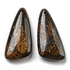 Bronzite Natural Bronzite Pendants, Triangle, 46x21~23x8.5~9mm, Hole: 1.5mm
