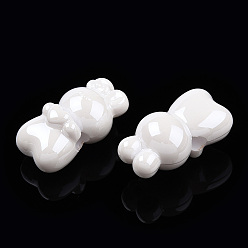 White Opaque Acrylic Beads, Rabbit, White, 23x12x11.5mm, Hole: 3mm