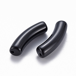 Noir Perles acryliques opaques, tube incurvé, noir, 32x9.5x8mm, Trou: 1.8mm, environ330 pcs / 500 g