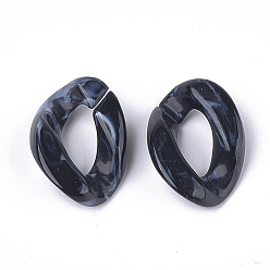 Black Acrylic Linking Rings, Quick Link Connectors, For Curb Chains Making, Imitation Gemstone Style, Twist, Black, 23x16.5x5.5mm, Hole: 11.5x6mm, about 580pcs/500g