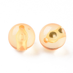 Or Perles acryliques transparentes, ronde, or, 16x15mm, Trou: 2.8mm, environ220 pcs / 500 g