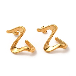 Золотой Вакуумное покрытие 304 серьги-гвоздики из нержавеющей стали для женщин, золотые, 26x20x12 мм, штифты : 0.7 мм