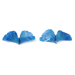 Cornflower Blue Plastic Pendants, Leaf, Cornflower Blue, 16x30.5x3.5mm, Hole: 0.9mm