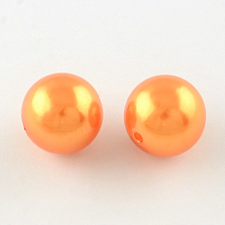 Orange Foncé Perles rondes en plastique imitation abs, orange foncé, 20mm, trou: 2 mm, environ 120 pcs / 500 g