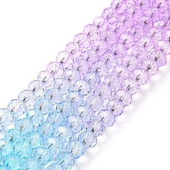 Bleu Ciel Chapelets de perles en verre transparentes  , facette, rondelle, bleu ciel, 6x5mm, Trou: 1.2~1.4mm, Environ 85~88 pcs/chapelet, 16.54~16.93 pouce (42~43 cm)