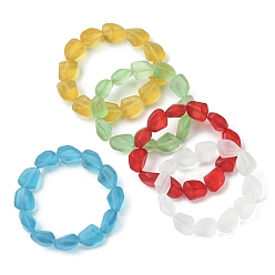 Mixed Color Transparent Frosted Glass Beaded Stretch Bracelets for Women, Mixed Color, Inner Diameter: 2 inch(5.2cm)