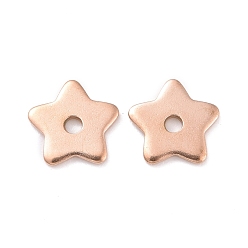 Rose Gold Ion Plating(IP) 304 Stainless Steel Beads, Star, Rose Gold, 8x8x1mm, Hole: 1.5mm