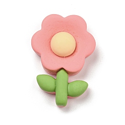 Light Coral Opaque Resin Cabochons, Frosted Sunflower, Light Coral, 34x24x8.5mm