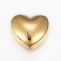 Golden Ion Plating(IP) 304 Stainless Steel Beads, Heart, Golden, 9x10x5.5mm, Hole: 2mm