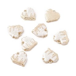 White Alloy Enamel Pendants, Light Gold, Melting Heart Charm, White, 18x18x3.8mm, Hole: 1.6mm