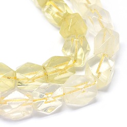 Lemon Quartz Natural Lemon Quartz Beads Strands, Faceted, Oval, 11~21x10~17mm, Hole: 1.2mm, about 24~29pcs/strand, 15.3 inch