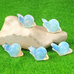 Opalite Opalite Carved Snail Figurines, for Home Office Desktop Feng Shui Ornament, 18x24~28x14mm