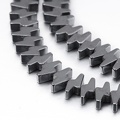 Non-magnetic Hematite Non-magnetic Synthetic Hematite Beads Strands, Lightning Bolt, 6.5x3x2mm, Hole: 0.8mm, about 123pcs/strand, 15.9 inch(40.5cm)