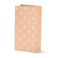 Bois Solide Sacs en papier kraft rectangle, aucun gère, sacs-cadeaux, motif de points de polka, burlywood, 9.1x5.8x17.9 cm