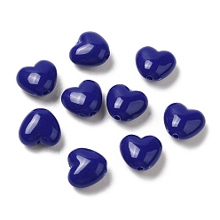 Midnight Blue Opaque Acrylic Beads, Heart, Midnight Blue, 9x9.5x5.5mm, Hole: 1.5mm, about 1650pcs/500g