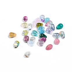 Couleur Mélangete Perles de verre tchèques, galvanisé / teint / transparent / imitation opalite, perles percées, larme, couleur mixte, 6.5x4.5mm, trou: 0.8 mm, environ 357~363 PCs / sachet 