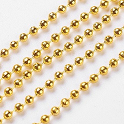 Golden Iron Ball Chains, Soldered, Golden, with Spool, Bead: about 2mm in diameter, about 328.08 Feet(100m)/roll