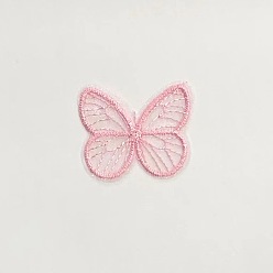 Pink Mariposa bordado computarizado organza coser en accesorios de adorno, apliques, rosa, 40~50 mm