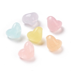 Couleur Mélangete Perles acryliques acryliques imitation gelée, cœur, couleur mixte, 14x18.5x13.5mm, Trou: 3.5mm, environ215 pcs / 500 g
