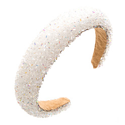 White Resin Sponge Hair Bands, Wide Hair Accessories for Women Girls, White, 140x120mm