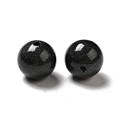 Black ABS Plastic Imitation Pearl Beads, Round, Black, 15~16x15mm, Hole: 2mm