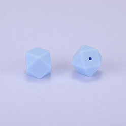 Light Blue Hexagonal Silicone Beads, Chewing Beads For Teethers, DIY Nursing Necklaces Making, Light Blue, 23x17.5x23mm, Hole: 2.5mm