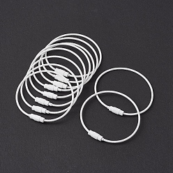 White Spray Painted 201 Stainless Steel Wire Cable Keychains, Key Rings for Outdoor, Hanging Luggage Tags, Keys and ID Tag Keepers, White, Inner Diameter: 4.5x4.8cm