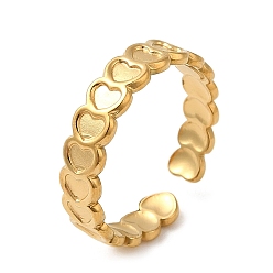 Corazón 304 anillos de dedo del acero inoxidable, anillo de puño abierto para mujer, dorado, corazón, tamaño de EE. UU. 7 1/4 (17.5 mm), 5 mm
