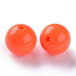 Rouge Orange Perles acryliques opaques, ronde, rouge-orange, 20x19mm, Trou: 3mm, environ111 pcs / 500 g