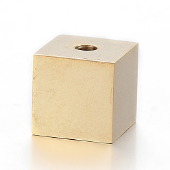 Golden 304 Stainless Steel Cord Ends, Cube, Golden, 8x8x8mm, Hole: 2mm, Inner Diameter: 6mm