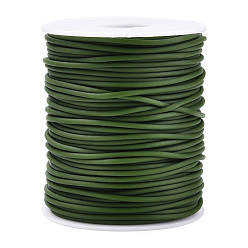 Vert Olive Foncé Tube en caoutchouc synthétique tubulaire creux en PVC, enroulé autour de plastique blanc bobine, vert olive foncé, 2mm, Trou: 1mm, environ 54.68 yards (50m)/rouleau