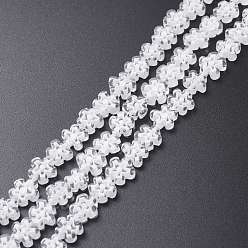 Blanc Main millefiori perles de verre brins, fleur, blanc, 7.5~9x3mm, Trou: 1mm, Environ 55~57 pcs/chapelet, 15.55 pouces~15.94 pouces (39.5cm~40.5cm)