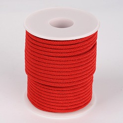 Red Round Polyester Cords, Red, 3mm, about 21.87 yards(20m)/roll