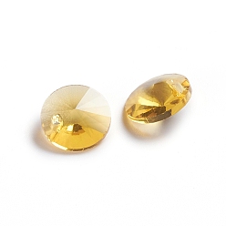 Oro Encantos de vidrio, facetados, cono, oro, 8x4 mm, agujero: 1~1.2 mm