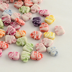 Couleur Mélangete Perles acryliques de style artisanal, éléphant, couleur mixte, 9x12x4mm, trou: 2 mm, environ 1500 pcs / 500 g