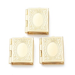 Real 18K Gold Plated Brass Locket Pendants, Rectangle, Real 18K Gold Plated, 26x19x4.5mm, Hole: 1.8mm