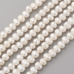 Seashell Color Natural Cultured Freshwater Pearl Beads Strands, Potato, Seashell Color, 7~9x7~8mm, Hole: 0.5mm, about 49~50pcs/strand, 13.7~14.3 inch(35~36.5cm)