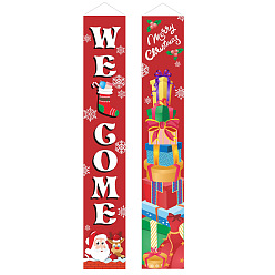 Красный Подвесной знак из полиэстера для домашнего офиса, входной двери, крыльца, добро пожаловать, рождественские украшения, прямоугольник со словом добро пожаловать, красные, 180x30 см, 2 шт / комплект