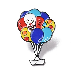 Colorful Balloon and Clown Enamel Pin, Cartoon Alloy Badge for Backpack Clothes, Electrophoresis Black, Colorful, 35x24x1.5mm, Pin: 1.3mm