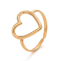 Золотой Ионное покрытие (ip) 304 кольцо из нержавеющей стали с открытым сердцем для женщин, золотые, размер США 6 1/2 (16.9 мм)