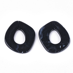 Noir Anneaux liant acrylique, connecteurs à liaison rapide, pour la fabrication de chaînes de bijoux, style de pierres fines imitation, noir, 51.5x45x3.5mm, trou: 23x16 mm, sur: 78 pcs / 500 g