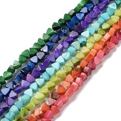 Mixed Color Natural Calcite Beads Strands, Dyed, Triangle, Mixed Color, 5.5x6x3.5mm, Hole: 0.8mm, about 81pcs/strand, 15.94 inch(40.5cm)