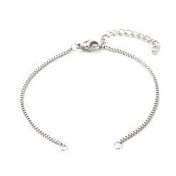 Stainless Steel Color 316 Surgical Stainless Steel Box Chains Bracelet Making, with 304 Stainless Steel Jump Rings & Lobster Claw Clasps & Ends Chains, Stainless Steel Color, 15.9x0.1x0.1cm