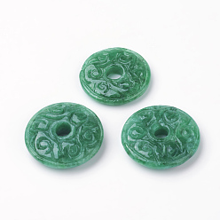 Myanmar Jade Natural Myanmar Jade/Burmese Jade Pendants, Large Hole Pendants, Dyed, Donut/Pi Disc, Donut Width: 7.8~9.3mm, 20~23x4mm, Hole: 4.5mm