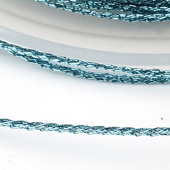 Темно-бирюзовый Круглая металлическая нить, вышивка нитью, 9 -ply, темные бирюзовый, 0.8 мм, около 65.61 ярдов (60 м) / рулон