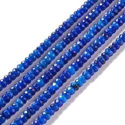 Azul Jaspe de sésamo natural teñido/hebras de cuentas de rondelle de jaspe de kiwi, facetados, azul, 6x4 mm, agujero: 1 mm, sobre 87 unidades / cadena, 14.76~15.16 pulgada (37.5~38.5 cm)