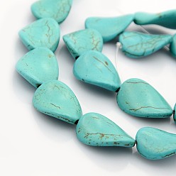 Turquoise Perles synthétiques turquoise brins, teint, larme, vendu par kg, turquoise, 20x15x5mm, Trou: 1mm, Environ 21 pcs/chapelet, 16 pouce